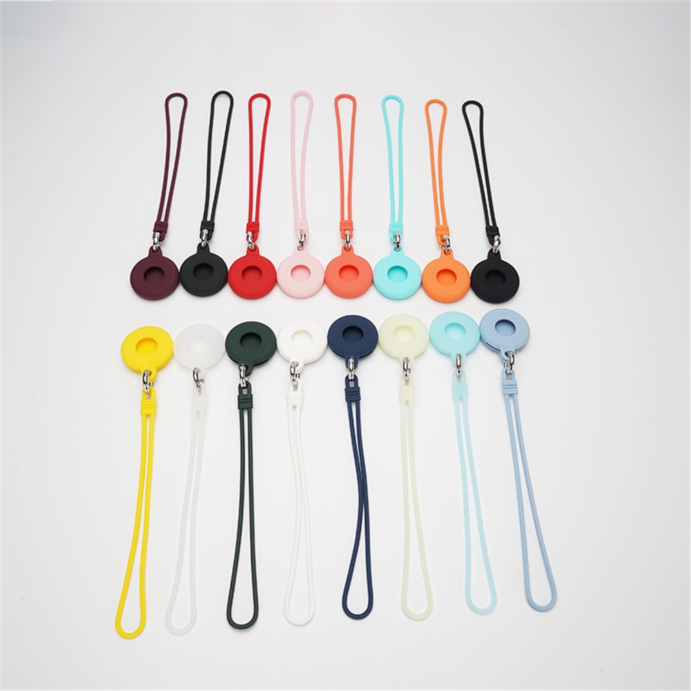 Round Silicone Anti-lost Protective Case Cover with Buckle Rope for Apple AirTag Bluetooth Locator - Red-8