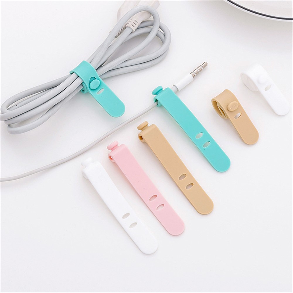 4Pcs Silicone Cable Tie Reusable Holder Strap Cable Organizer Creative Travel Accessories - Green-4