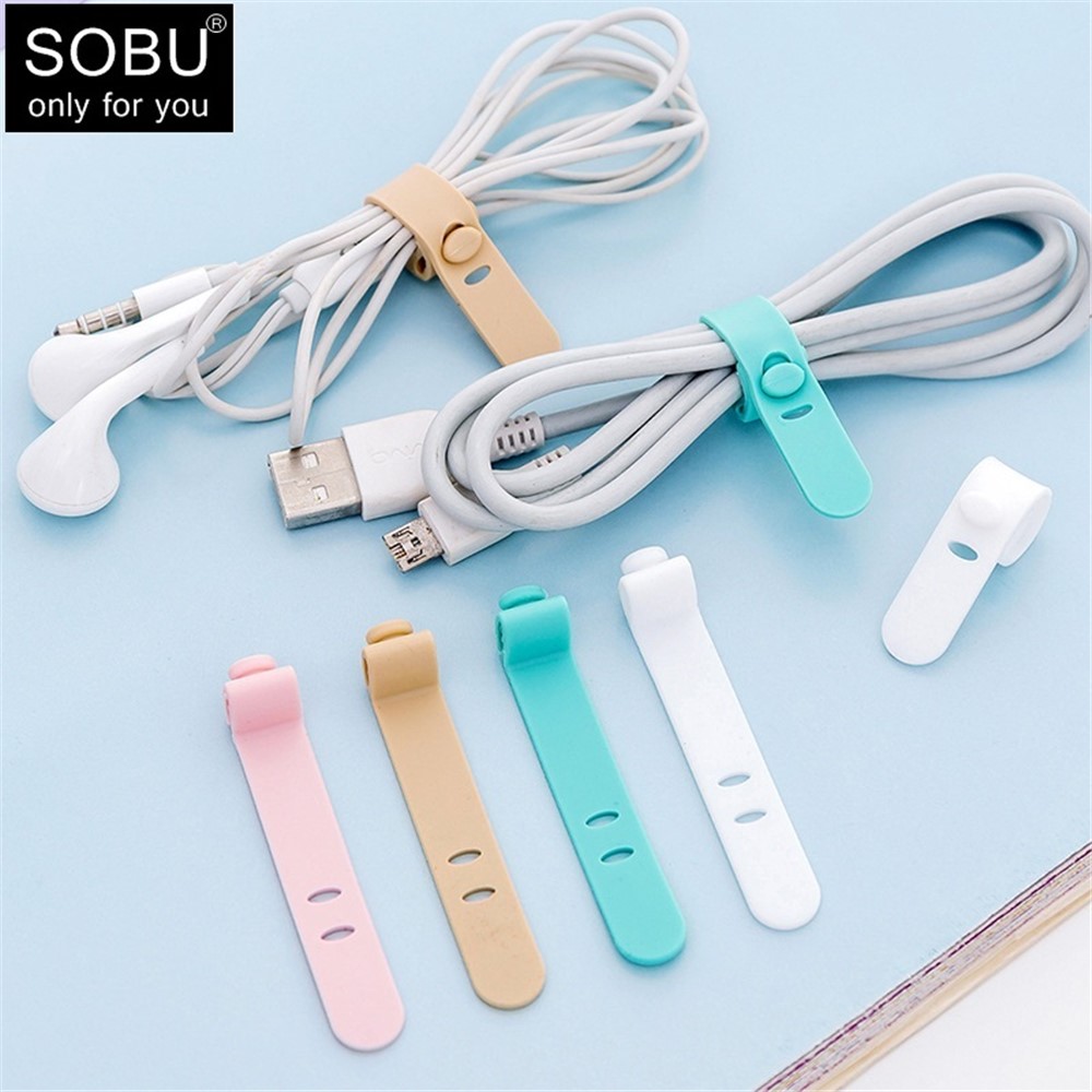 4Pcs Silicone Cable Tie Reusable Holder Strap Cable Organizer Creative Travel Accessories - Green-5