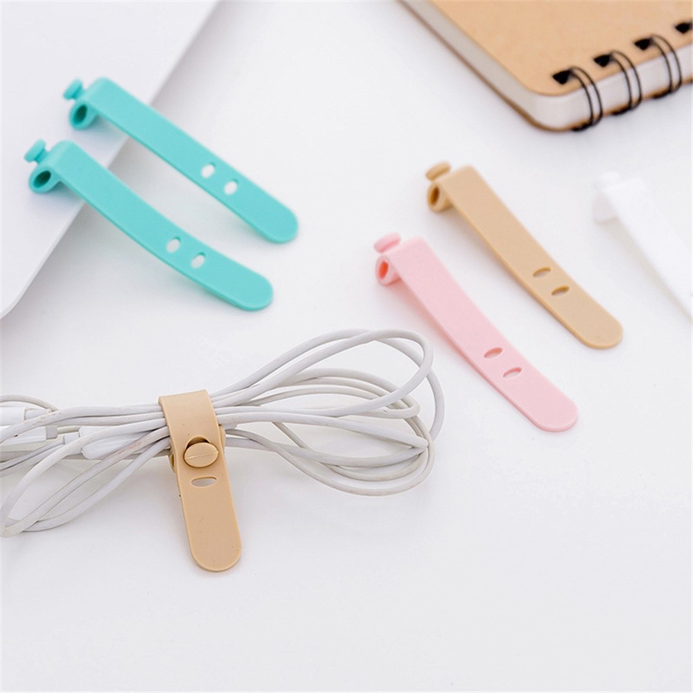 4Pcs Silicone Cable Tie Reusable Holder Strap Cable Organizer Creative Travel Accessories - Green-6