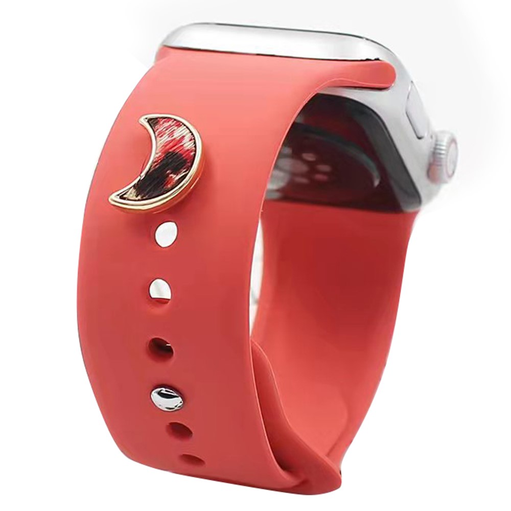 Sun Moon Star Decorative Charms for Apple Watch Silicone Strap Accessories - Leopard Moon-1