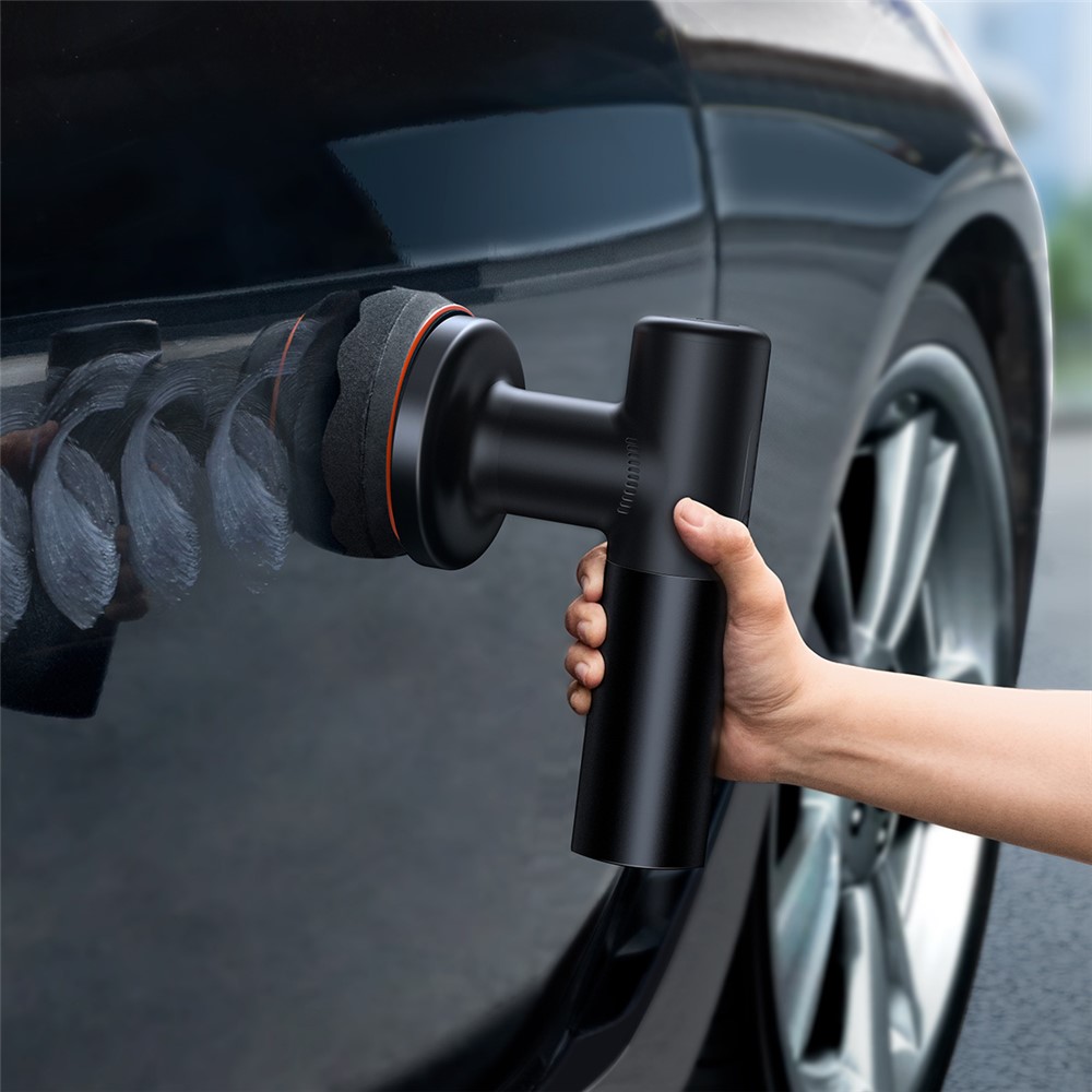 BASEUS New Power Cordless Electric Polisher with Flat Foam Pad + Waffle Foam Pad + Wool Pad + Type-C Charging Cable - Black-9