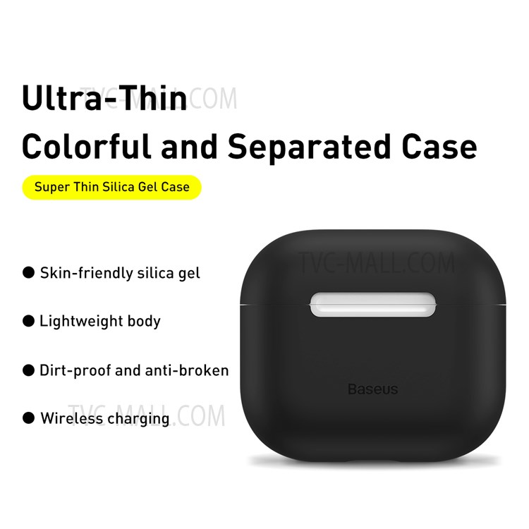 BASEUS Super Thin Silicone Case Earphone Protective Cover for AirPods 3 - Black-2