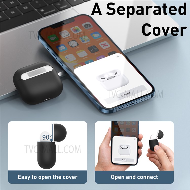 BASEUS Super Thin Silicone Case Earphone Protective Cover for AirPods 3 - Black-6