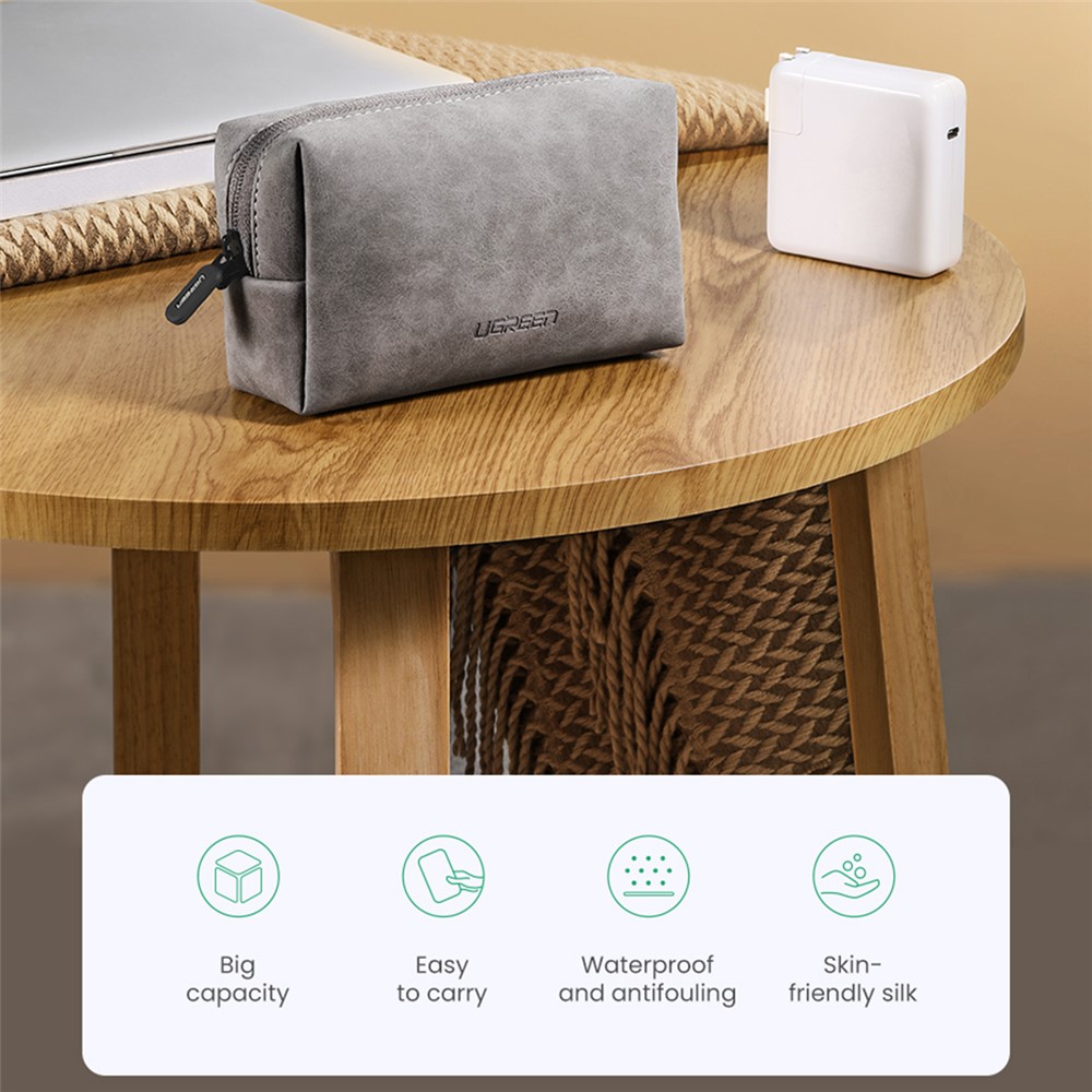 UGREEN 80359 Portable Travel PU Leather Digital Accessories Storage Bag USB Cable Charging Adapter Earphone Carrying Bag-2