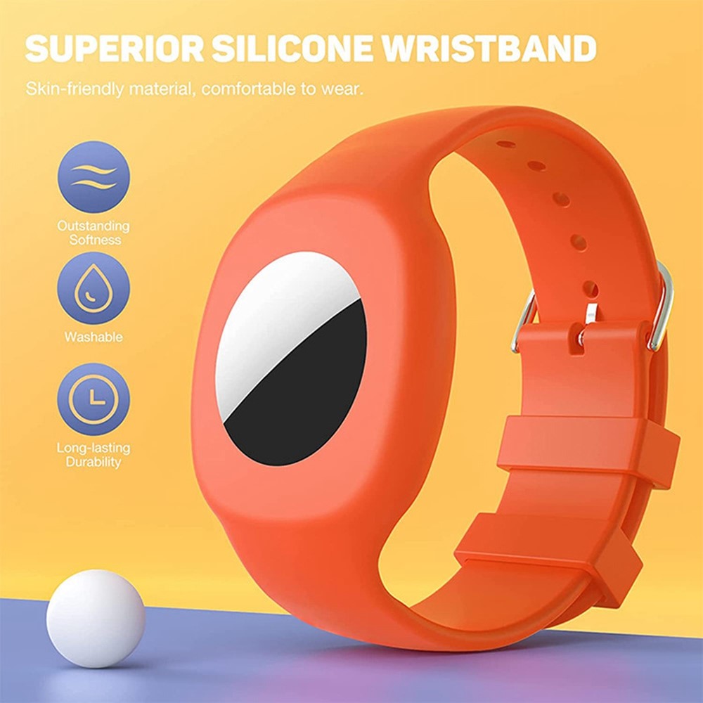 Watch Band Style Silicone Case for Apple AirTag Tracker, Kid Locator Anti-lost Protective Case Bracelet - Orange-2