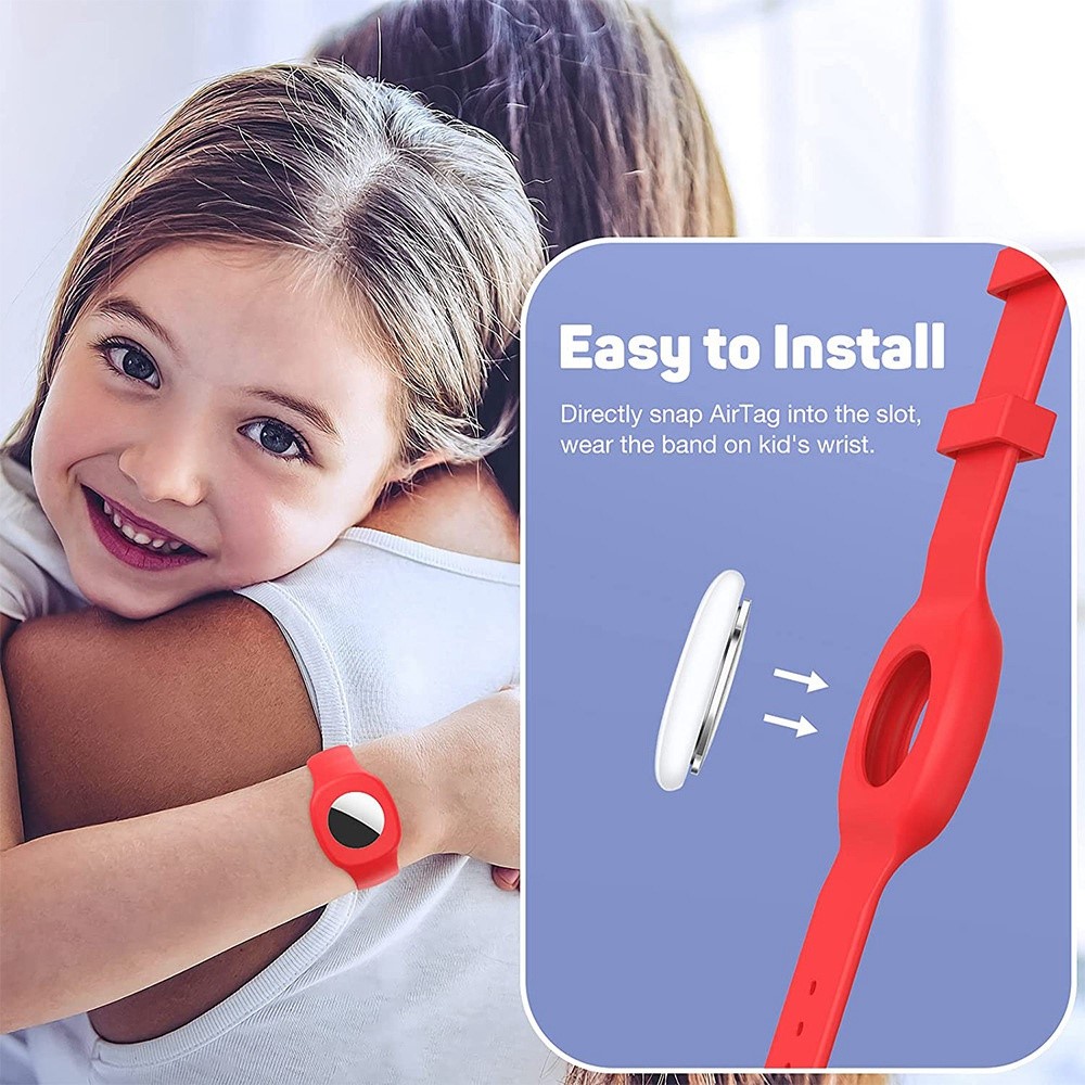 Watch Band Style Silicone Case for Apple AirTag Tracker, Kid Locator Anti-lost Protective Case Bracelet - Orange-5