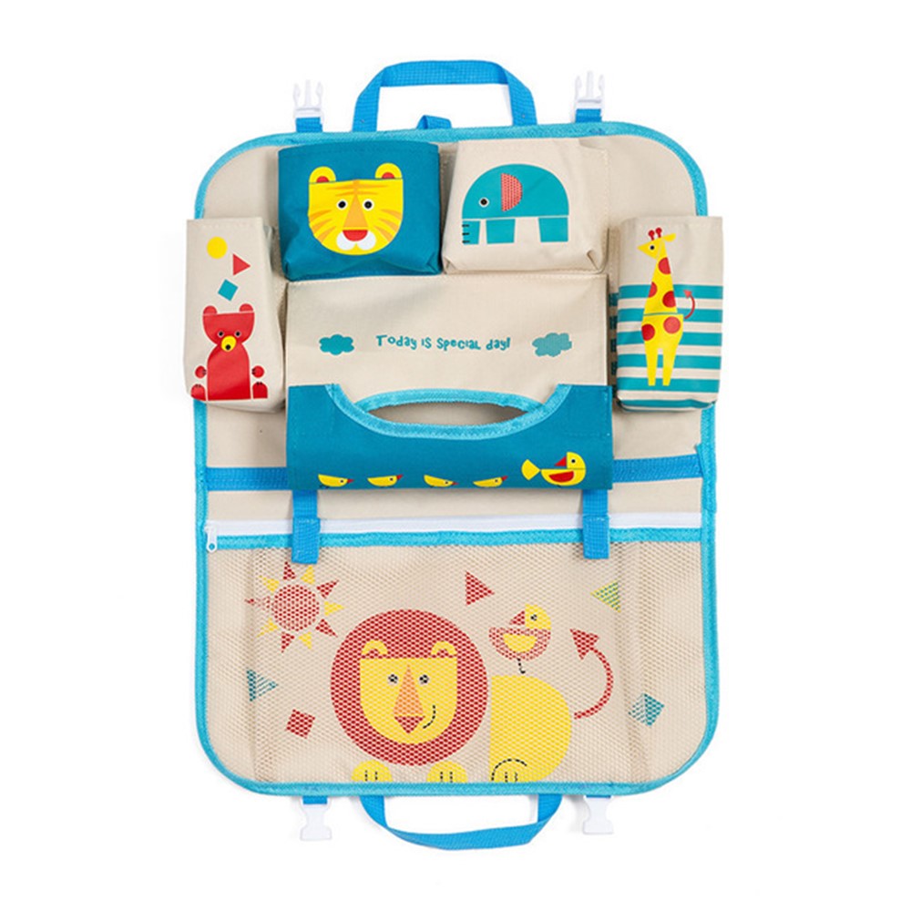 Lion - Cute Cartoon Pattern Car Back Seat Pocket Organizer Multi-pocket Hanging Bag Foldable Storage Collector-3