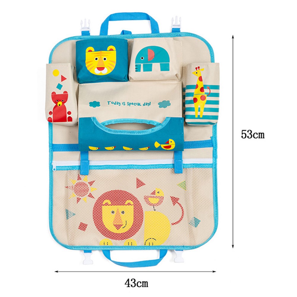 Lion - Cute Cartoon Pattern Car Back Seat Pocket Organizer Multi-pocket Hanging Bag Foldable Storage Collector-4
