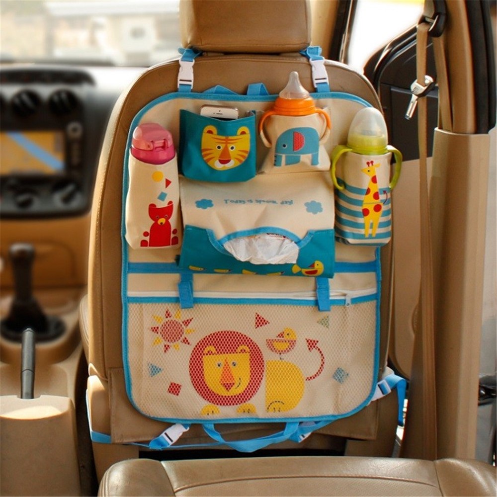 Lion - Cute Cartoon Pattern Car Back Seat Pocket Organizer Multi-pocket Hanging Bag Foldable Storage Collector-5