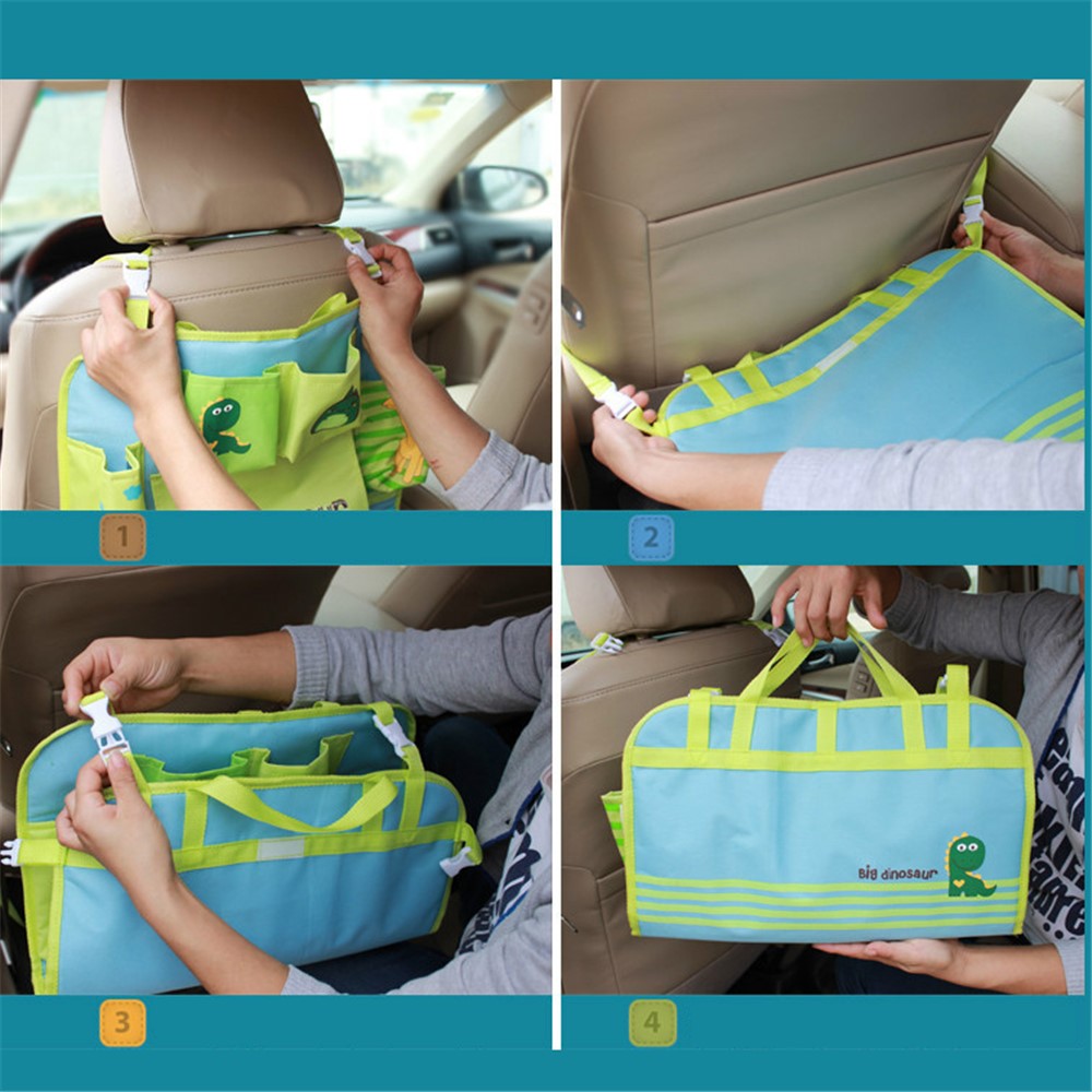 Dinosaur - Cute Cartoon Pattern Car Back Seat Pocket Organizer Multi-pocket Hanging Bag Foldable Storage Collector-2