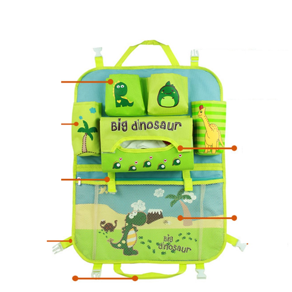Dinosaur - Cute Cartoon Pattern Car Back Seat Pocket Organizer Multi-pocket Hanging Bag Foldable Storage Collector-3