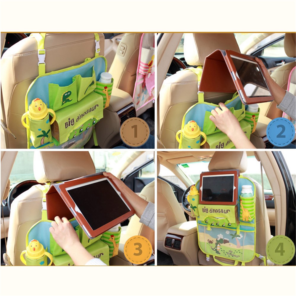 Dinosaur - Cute Cartoon Pattern Car Back Seat Pocket Organizer Multi-pocket Hanging Bag Foldable Storage Collector-4