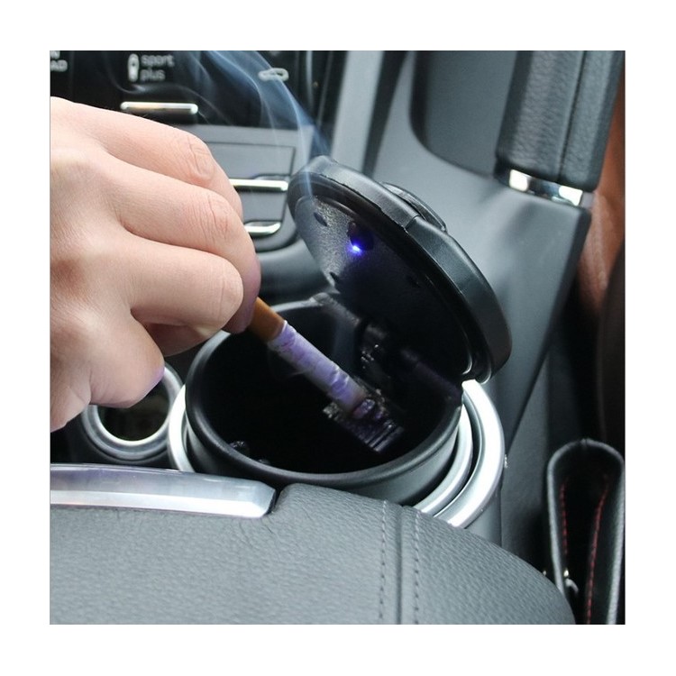 LED Cylinder Car Cigarette Ashtray Portable Cigar Ash Tray Container Ash Cup Holder-2