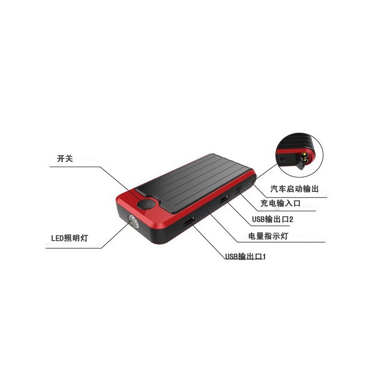 CY-05 12000mAh 12V Emergency Car Jump Starter Engine Booster Power Bank Charger with Flashlight - US Plug-6