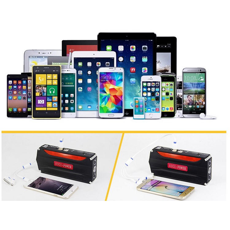 CY-16 12000mAh Emergency Car Jump Starter 4-USB Power Bank with Flashlight Survival Hammer - EU Plug-2