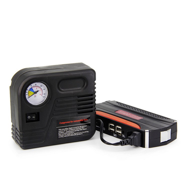 CY-16 12000mAh Emergency Car Jump Starter 4-USB Power Bank with Flashlight Survival Hammer - EU Plug-5