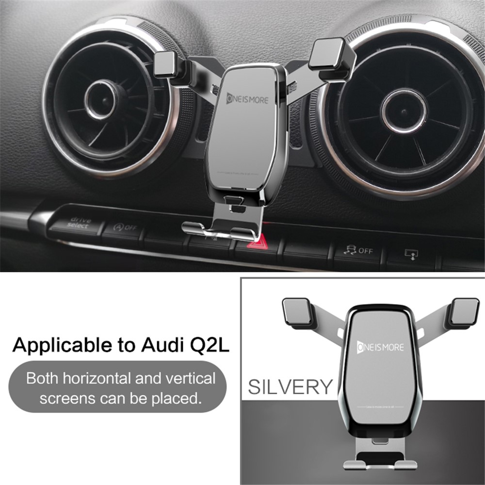 Horizontal and Vertical Mobile Phone Air Vent Bracket Phone Car Holder 360 Degrees Rotation Stand for Audi Q2L - Silver