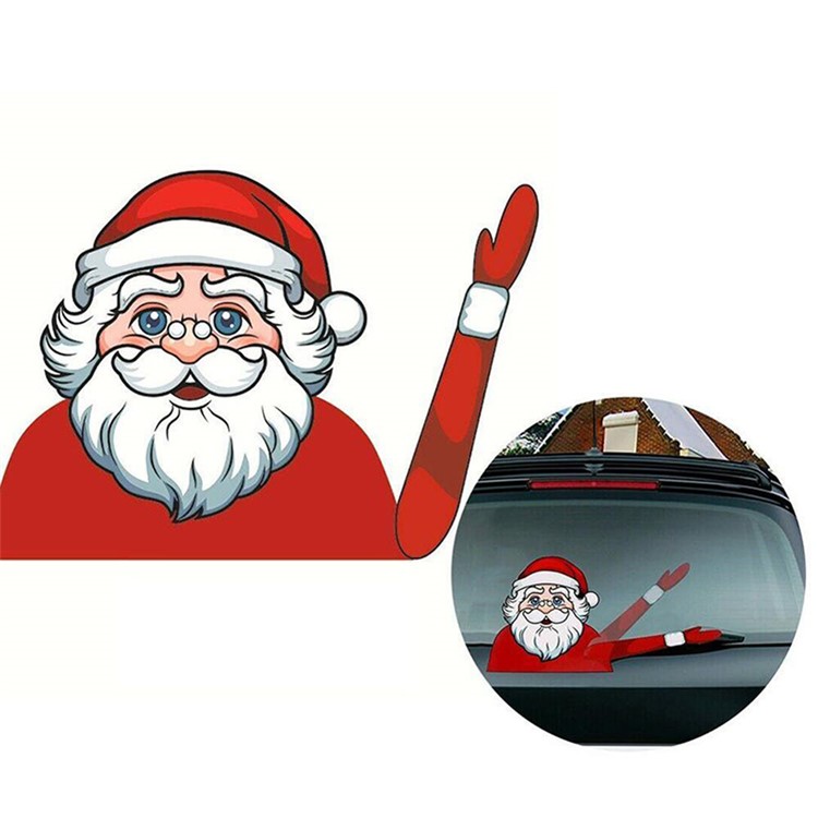 Christmas Rear Windshield Santa Claus Window Decals Car Wiper Decor Sticker Set - Santa Claus 1-4