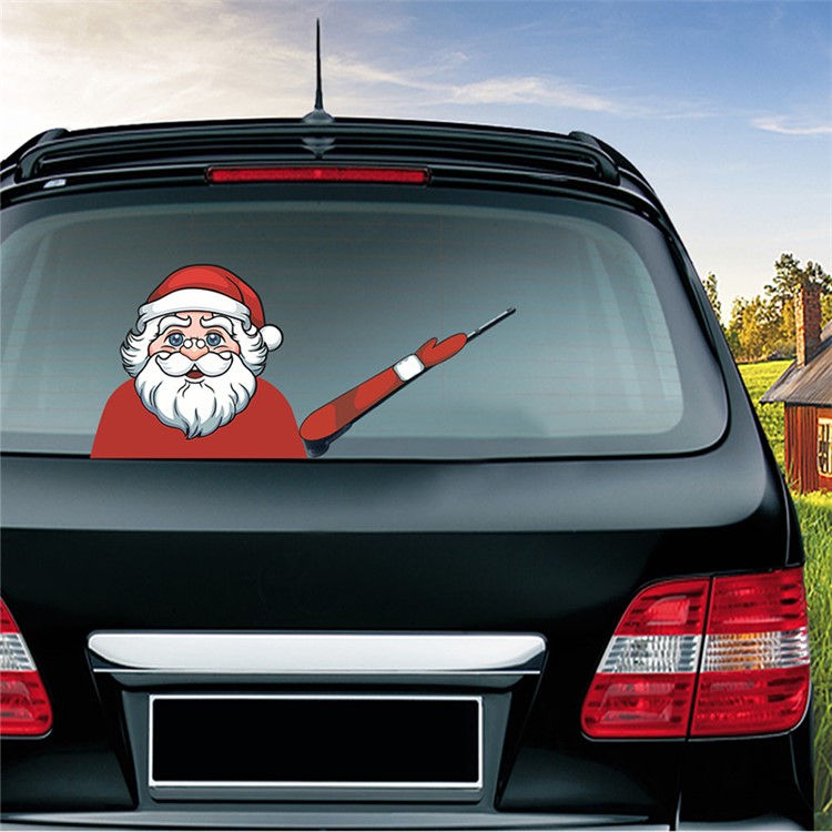Christmas Rear Windshield Santa Claus Window Decals Car Wiper Decor Sticker Set - Santa Claus 1-8