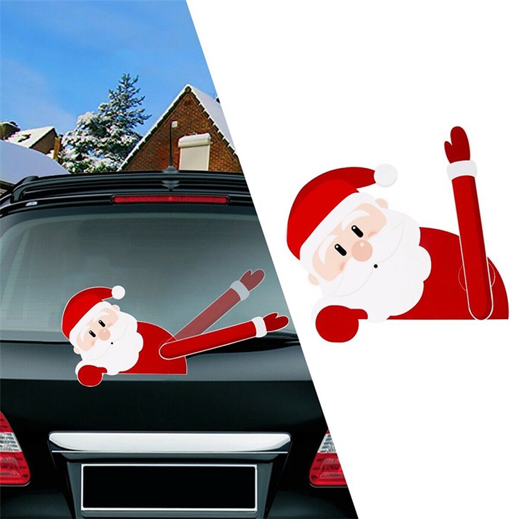Christmas Rear Windshield Santa Claus Window Decals Car Wiper Decor Sticker Set - Santa Claus 2-2