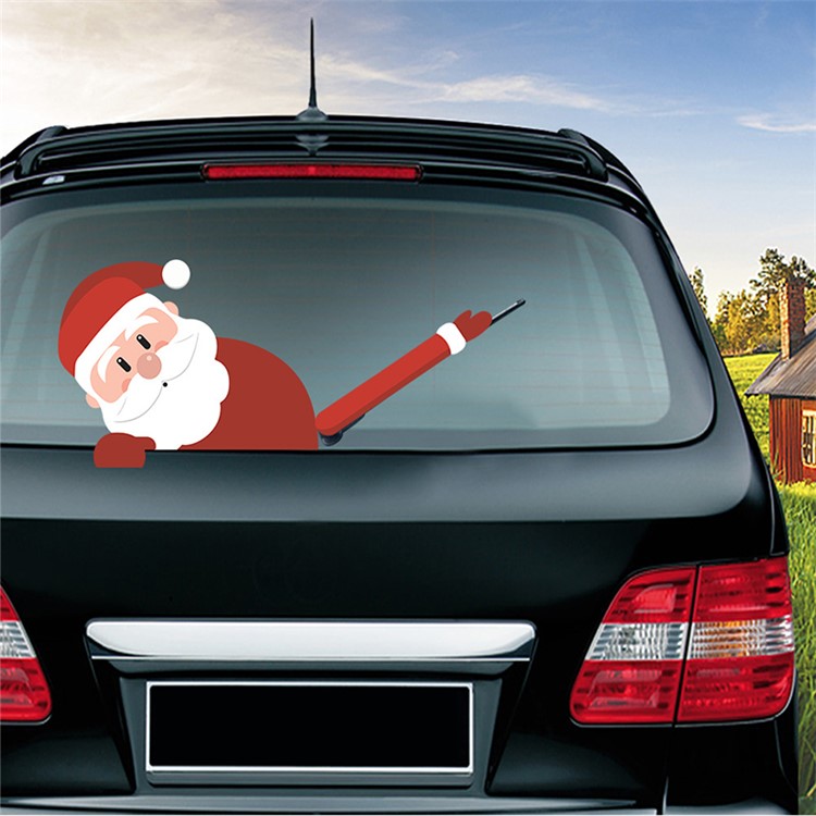 Christmas Rear Windshield Santa Claus Window Decals Car Wiper Decor Sticker Set - Santa Claus 2-3