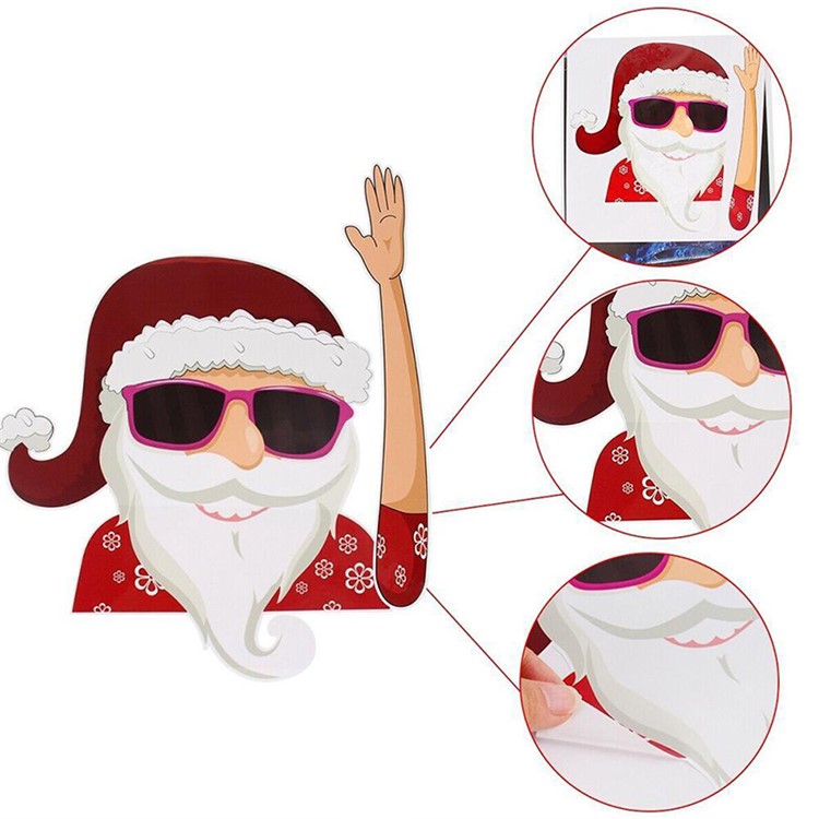 Christmas Rear Windshield Santa Claus Window Decals Car Wiper Decor Sticker Set - Santa Claus 3-2
