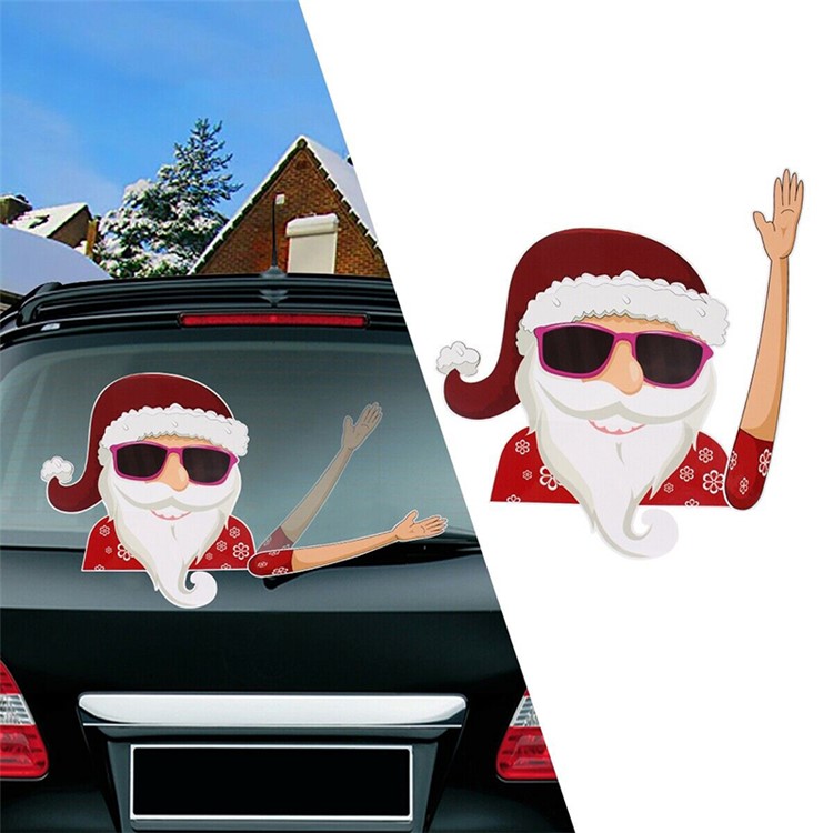 Christmas Rear Windshield Santa Claus Window Decals Car Wiper Decor Sticker Set - Santa Claus 3-3