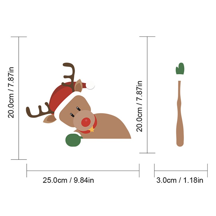 Christmas Rear Windshield Santa Claus Window Decals Car Wiper Decor Sticker Set - Elk-4