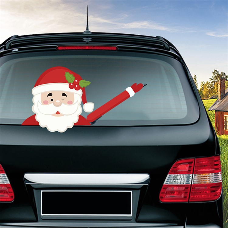 Christmas Rear Windshield Santa Claus Window Decals Car Wiper Decor Sticker Set - Santa Claus 6-2