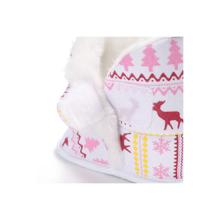 Christmas Elk Baby Soft Sole Snow Boots Soft Crib Shoes Toddler Boots - White, Size: 11-4