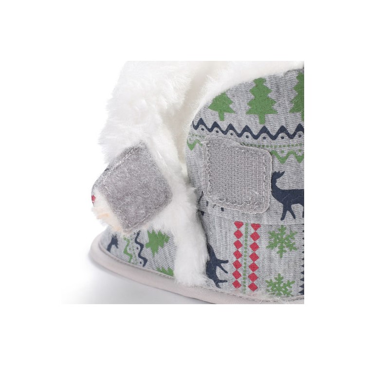 Christmas Elk Baby Soft Crib Shoes Toddler Warm Winter Snow Boots Boots - Grey, Size: 13-6