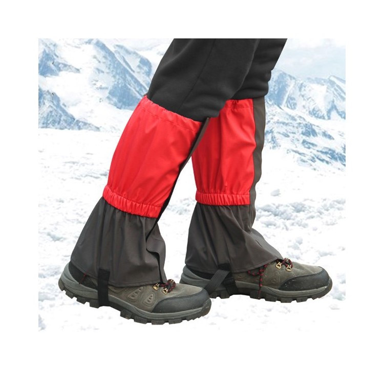 1 Pair Outdoor Gaiters Water Resistant Windproof Leg Protection Cover Wraps Wear - Red-1