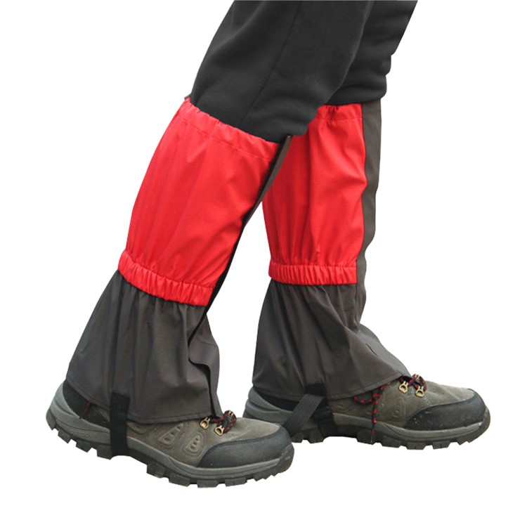 1 Pair Outdoor Lengthened Gaiters Water Resistant Windproof Leg Protection Cover Wraps Wear - Red-2