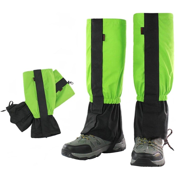 1 Pair Outdoor Lengthened Gaiters Windproof Water Resistant Leg Protection Cover Wraps Wear - Green-2