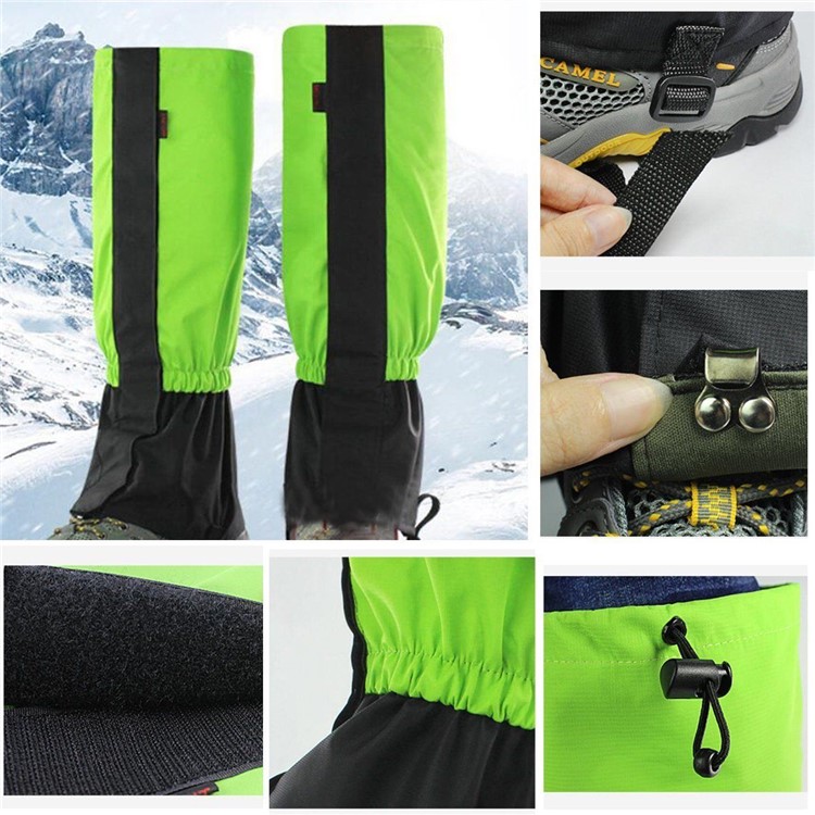 1 Pair Outdoor Lengthened Gaiters Windproof Water Resistant Leg Protection Cover Wraps Wear - Green-3
