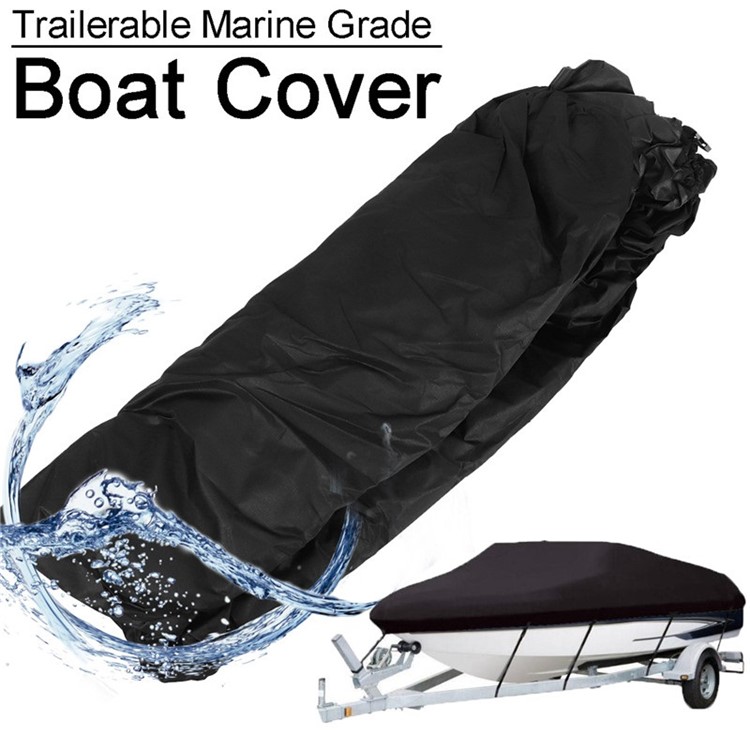 420D Oxford Cloth Waterproof Dustproof UV Protected V-Hull Cover Boat Speedboat Cover, Size: 420 x 270cm - Black-2