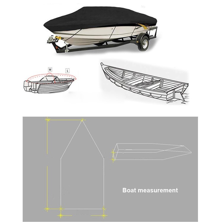 420D Оксфорд Ткань Водонепроницаемый V-корпус - Размер: 17-19ft (600x230cm) / Черный-6