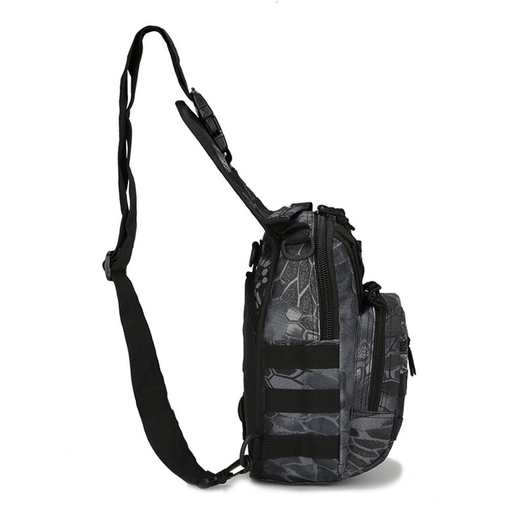 Outdoor Sport Nylon Military Tactical Sling Single Shoulder Bag - Python Texture Black-4