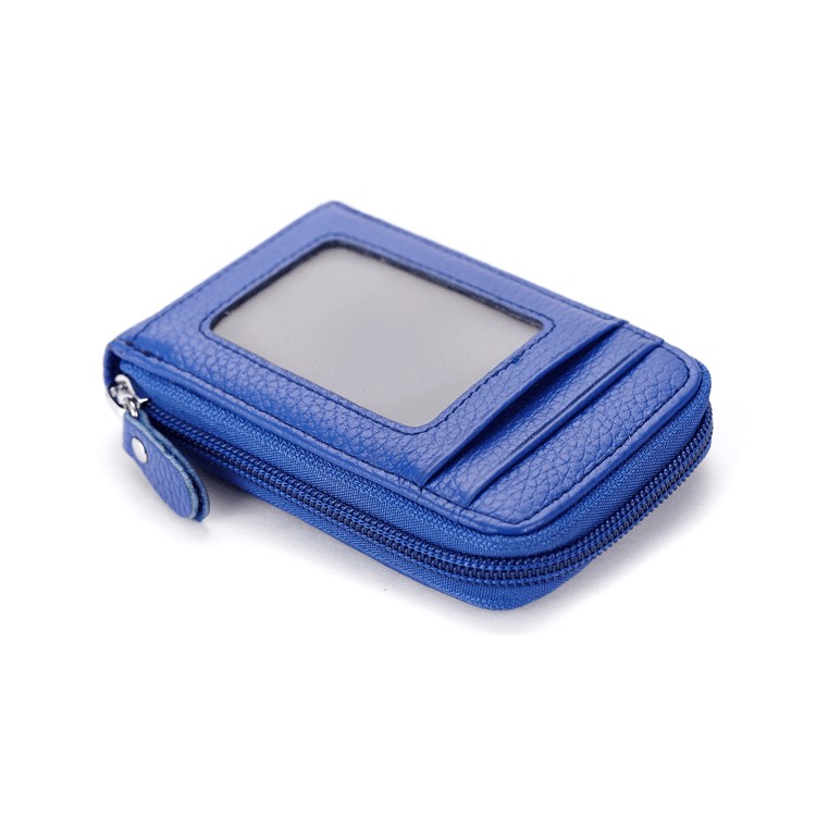 Echtes Leder Akkordeon ID / Kreditkartenhalter Brieftasche Cover für Männer und Frauen - Blau-1