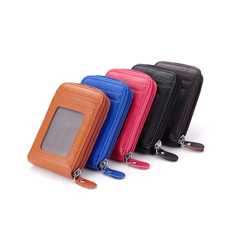 Echtes Leder Akkordeon ID / Kreditkartenhalter Brieftasche Cover für Männer und Frauen - Blau-2