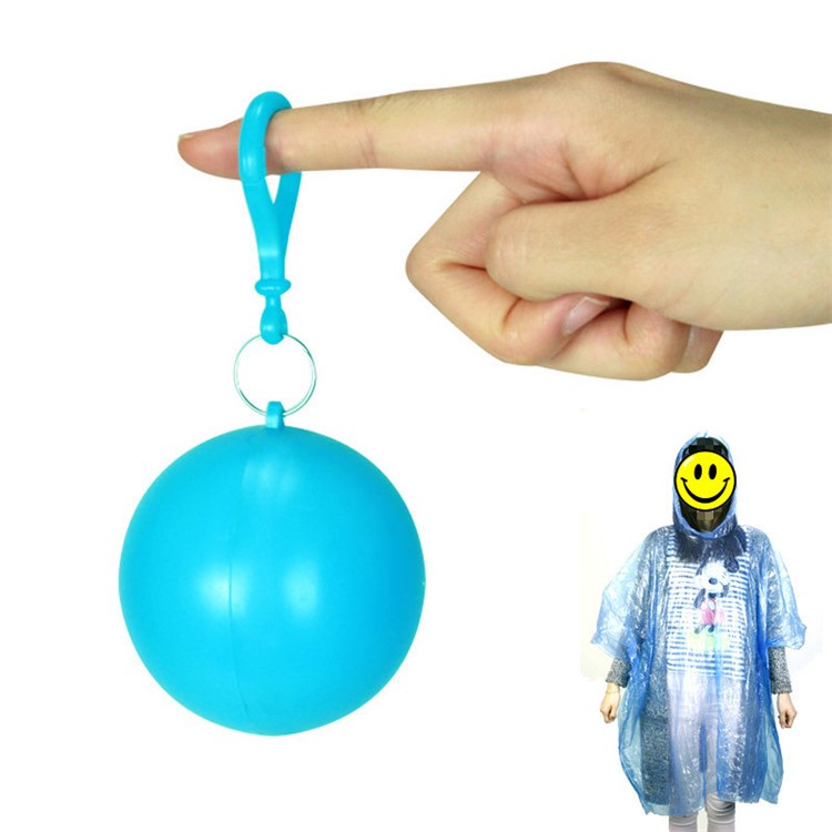 Disposable Emergency Raincoat Portable Hook Poncho Ball for Outdoor Activities - Baby Blue-1