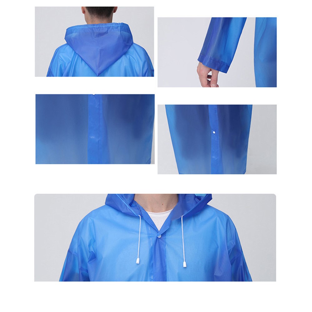 Poncho Di Pioggia Riutilizzabile Riutilizzabile Antivento Impermeabile Invabile Con Cappuccio - Blu Scuro