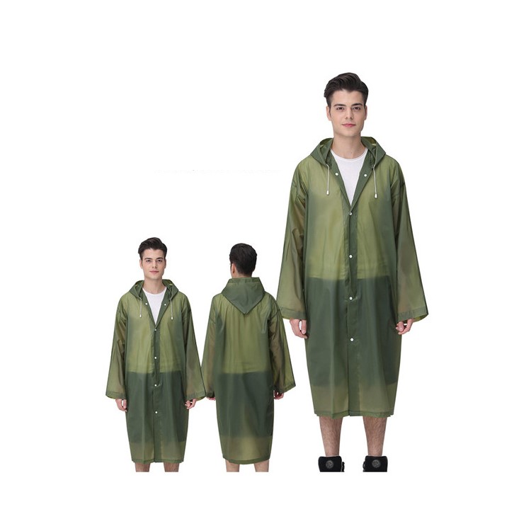 EVA Raincoat Windproof Reusable Unisex Rain Poncho with Hat Hood - Army Green-1
