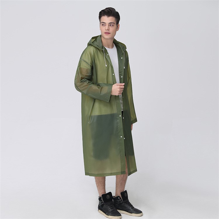 EVA Raincoat Windproof Reusable Unisex Rain Poncho with Hat Hood - Army Green-2