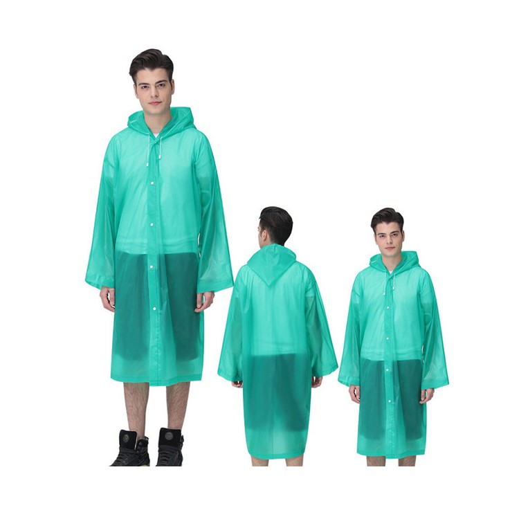 EVA Raincoat Windproof Reusable Unisex Rain Poncho with Hat Hood - Green-1