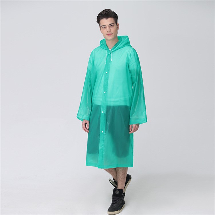 EVA Raincoat Windproof Reusable Unisex Rain Poncho with Hat Hood - Green-2