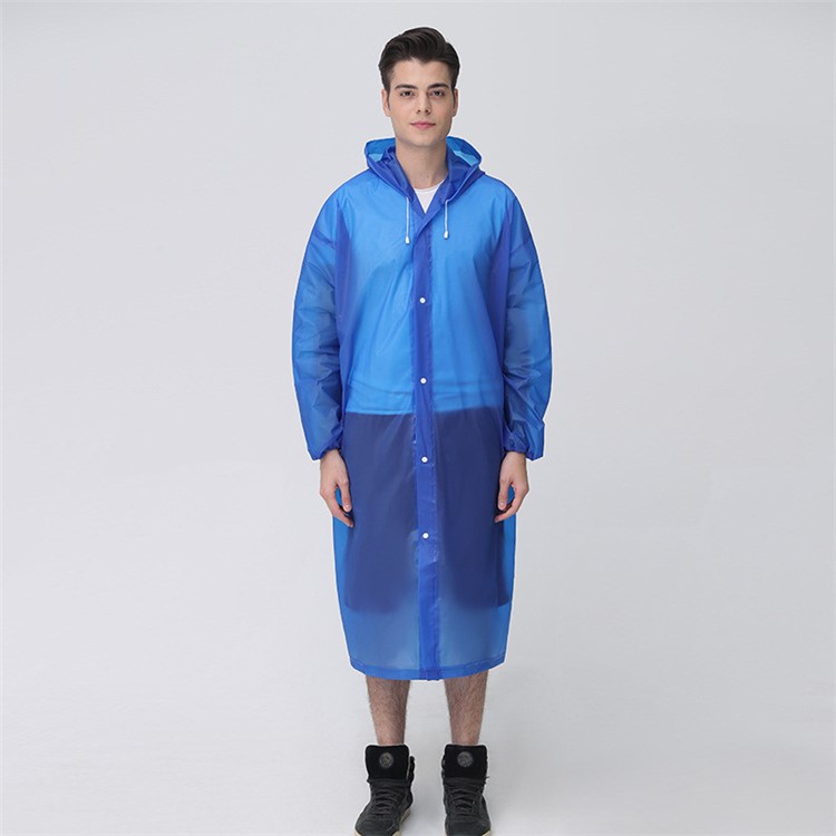 EVA Raincoat Windproof Reusable Unisex Rain Poncho with Hat Hood - Elastic Sleeve Style / Dark Blue-2