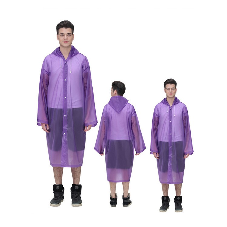 EVA Raincoat Windproof Reusable Unisex Rain Poncho with Hat Hood - Purple-1