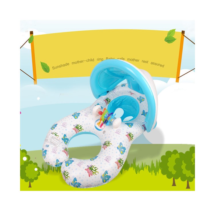 Multi-Functional 3-in-1 Parent and Child PVC Inflatable Swim Ring for Baby and Parent with Sunshade-10